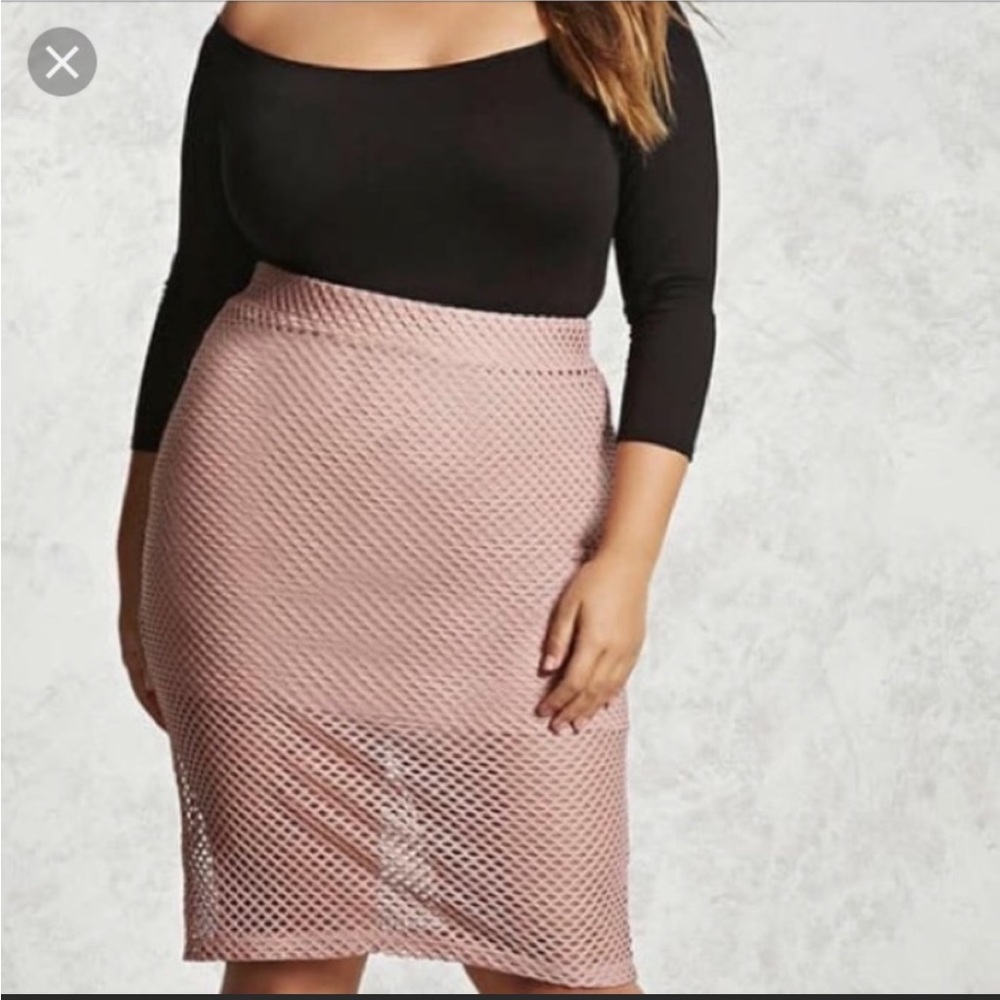 Forever 21+ Fishnet Overlay Skirt